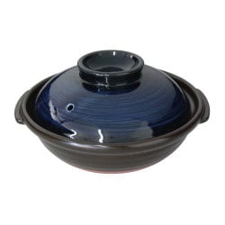 萬古焼 私の土鍋シリーズ 京型土鍋 6号 （1人用） 瑠璃釉刷毛目 5341-4065