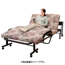 木製棚付き収納式リクライニングベッド 伝導タイプ ゴブラン柄ラ コンセント付き FL0255810