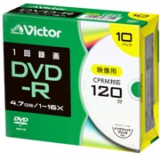 VHR12JP10J2 [DVD-R(Video) <片面1層> 1回録画用 120分 1-16倍速 1枚5mmケース(透明)10P インクジェットプリンタ対応(ホワイト) ワイド印刷エリア対応]