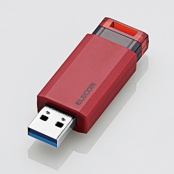 USBメモリ USB3.1（Gen1）対応 高速 ノック式 オートリターン機能付 セキュリティ 32GB レッド MF-PKU3032GRD
