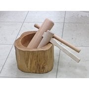 木製5合臼キネ2本付セット 23675