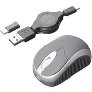 SRM-MC01/SL [コードリールケーブル モバイルミニマウス USB A/micro B/Type-C対応 シルバー]