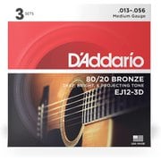D'Addario(ダダリオ) アコースティックギター弦 80/20ブロンズ Medium .013-.056 EJ12-3D 3set入りパック EJ12-3D