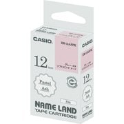 カシオネームランドテープ グレー文字 ソフトピンクテープ 幅12mm 長さ8m XR-12ASPK