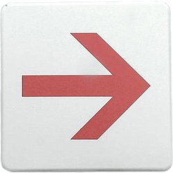 SAB812-3 [プレート 白 赤矢印 80×80×2.6mm テープ付き]