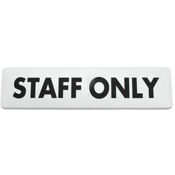 SAB1841-5 [プレート 白 STAFF ONLY 180×45×2.6mm テープ付き]
