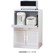 木製スライド棚付きレンジ台 ロータイプ ホワイト FL0337410