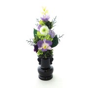 お供え用プリザーブドフラワーアレンジメント「蘭」 花器付M (丸花器タイプ)