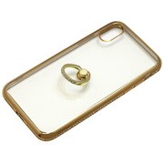 BCJI1702GD [iPhone XS/X用ケース リング付き ラインストーン ゴールド]