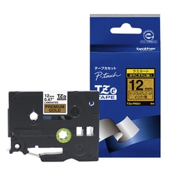 ラベルライター ピータッチ用テープ ラミネート おしゃれテープ プレミアムタイプ プレミアムゴールドテープ 黒文字 幅12mm 長さ4m TZe-PR831