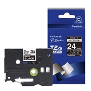 ラベルライター ピータッチ用テープ ラミネート おしゃれテープ マットブラック(つや消し)テープ 白文字テープ幅24mm 長さ5m TZe-MQ355