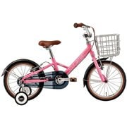 16インチキッズBMXタイプ 220mm(95～115cm) カゴ・泥除け・補助輪付き LGS-K16 plus Kids style スモークピンク