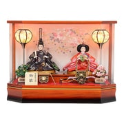 wa_2-13 [雛人形 親王 アクリル六角ケース飾り(王朝塗り金ライン入)]