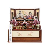 0d-054 [雛人形 収納型 三段飾り 三人官女付(古典ケヤキ塗)]