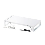 電源タップ+USBハブ付き机上ラック W500 ホワイト MR-LC204W