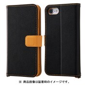 IN-P7SELC2/BOR [iPhone 8/7 ブックカバーケース 2トーンカラー ブラック/オレンジ]