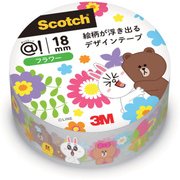 デコレーションテープ ATM18-LN14 限定 スコッチあっとテープLINE 18mm フラワー