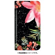 らくらくスマートフォン me F-03K 薄型デザインPUレザーケース「Design+」  Flower 水彩ブラック LP-F03KLD05