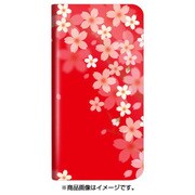 らくらくスマートフォン me F-03K 薄型デザインPUレザーケース「Design+」  Flower レッド LP-F03KLD09