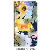 らくらくスマートフォン me F-03K 薄型デザインPUレザーケース「Design+」 Flower ネイビー LP-F03KLD10