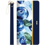らくらくスマートフォン me F-03K フルーツ柄PUレザーフラップケース「FRUIT FLAP」ブルー LP-F03KLPFE