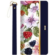 らくらくスマートフォン me F-03K フルーツ柄PUレザーフラップケース「FRUIT FLAP」ネイビー LP-F03KLPFG