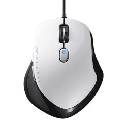 有線マウス NEO FIT（ネオフィット） USB接続式 BlueLED 5ボタンタイプ エルゴノミクス形状 ボタン割当 速度切替 静音 Sサイズ ホワイト BSMBU518SWH