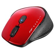 ワイヤレスマウス NEO FIT(ネオフィット) 無線(2.4GHz)接続式 BlueLED 5ボタンタイプ 電池式 エルゴノミクス形状 ボタン割当 速度切替 静音 Mサイズ レッド BSMBW518MRD