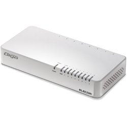 Giga対応スイッチングハブ 8ポート プラスチック筐体 電源内蔵モデル ホワイト 磁石付き EHC-G08PN2-JW