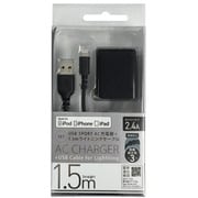 USB 1Port 2.4A出力AC充電器＋1.5mLightning高耐久ケーブル 1.5m ブラック IH-ACU24L150K