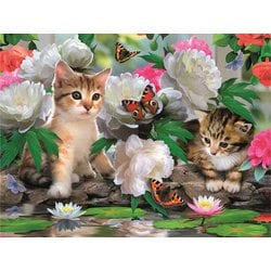 13501 [3Dパズル 牡丹の花にかこまれて(ネコ) 48ピース]