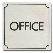 FS893-11 [プレート OFFICE ステンレス 80x80x1mm テープ付き]