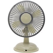 卓上扇風機 ACアダプター/乾電池/USB端子対応 アイボリー HQT-501IV