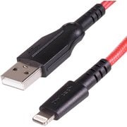 超タフLightningケーブル 0.7m ブラック×レッド OWL-CBKLT7-BKRE