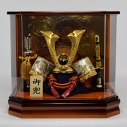 兜ケース飾り 12号金彫金兜 六角 Koei-541