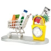 置時計 ミニチュアクロックコレクション ショッピングカート シルバー C3322