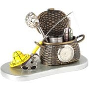 置時計 ミニチュアクロックコレクション 釣り竿/魚釣り シルバー C3330
