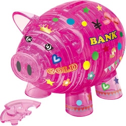 50225 クリスタルパズル ブタの貯金箱 ピンク [立体パズル 93ピース]