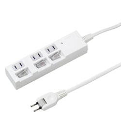 個別スイッチ付節電タップ 3個口 1m 白 YZBKS331W