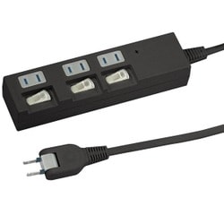 個別スイッチ付節電タップ 3個口 2m 黒 YZBKS332B
