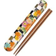 18.0布貼箸箱セット 市松牡丹 紺 33235