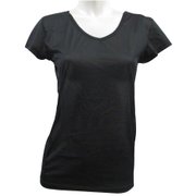 レディース V首半袖Tシャツ Lサイズ 黒 825-176