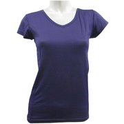 レディース V首半袖Tシャツ Lサイズ パープル 825-176