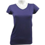 レディース V首半袖Tシャツ LLサイズ パープル 825-176