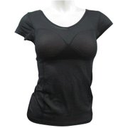 レディース カップ付ロングTシャツ LLサイズ 黒 825-184