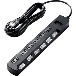 TV用ほこり防止シャッター付雷ガードタップ 6個口 5m ブラック AVT-K6A-2650BK