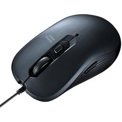 マウス 有線 ブルーLED 5ボタン 左右対称 ケーブル長1.5m 戻る/進むボタン搭載 カウント切替機能 機能割り当て 中型サイズ ガンメタリック MA-BL114GM