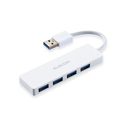 USBハブ3.0 バスパワー 高速転送 薄型 4ポート ホワイト U3H-A422BXWH