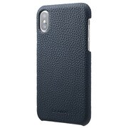 Shrunken-calf Shell Leather Case for iPhone X Navy [IPHONE X用 ケース]