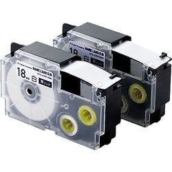 ネームランド用互換テープ 白テープ/黒文字 8m 18mm幅 2個パック CTC-CXR18WE-2P